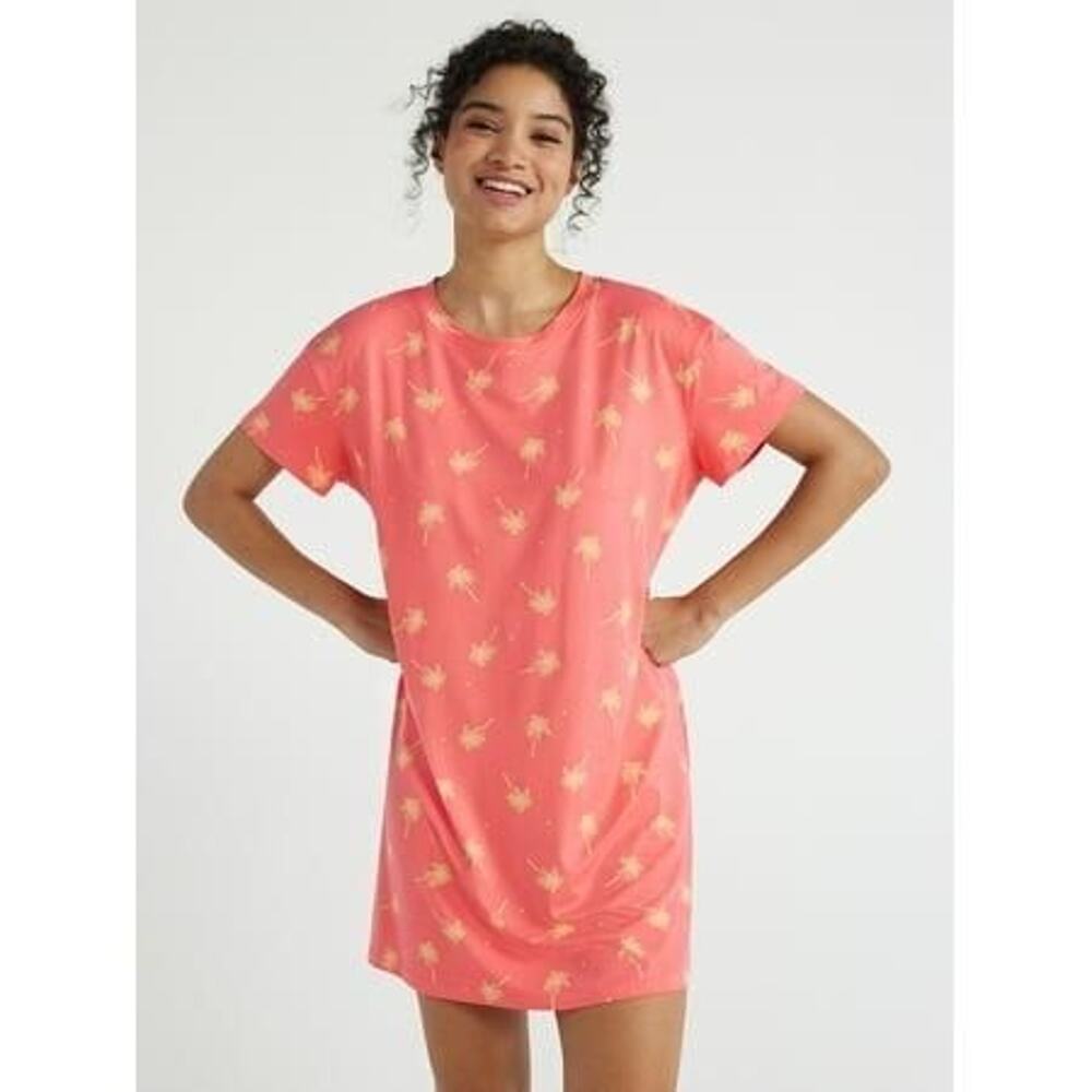 Joyspun Women's Short Sleeve Sleep Shirt with Pockets Super Soft NWT